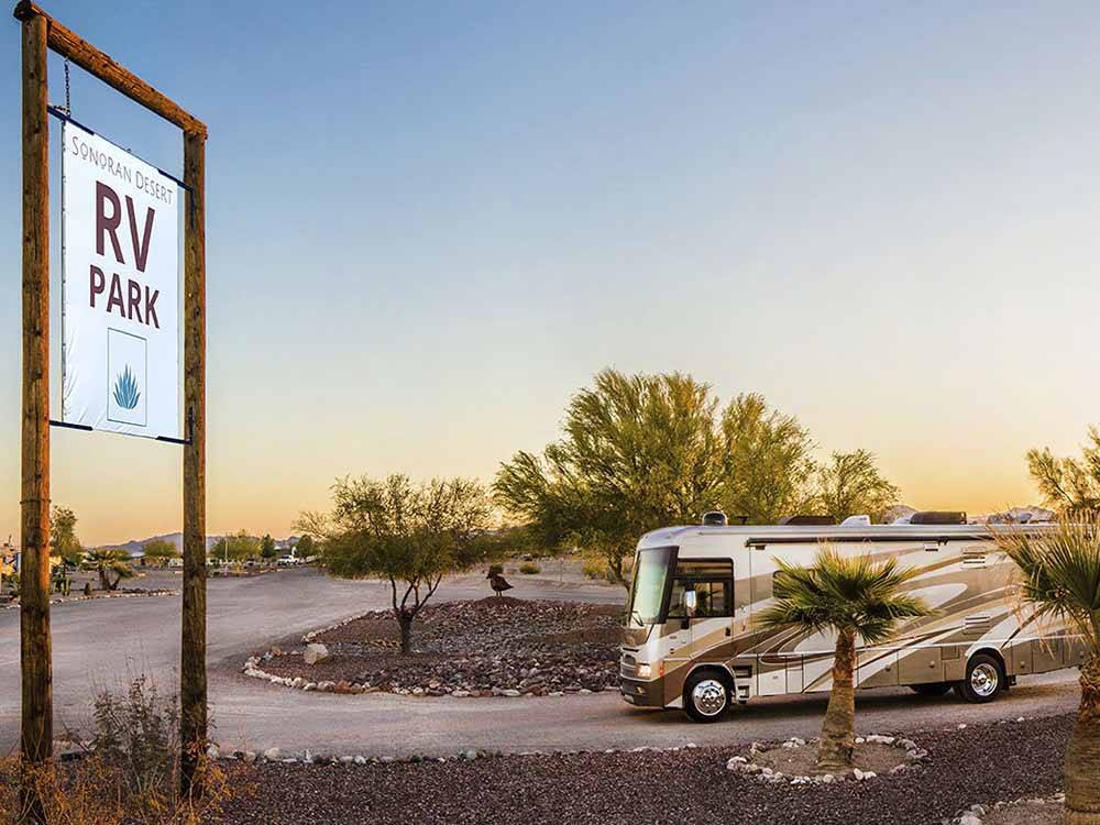 The front entrance sign at SONORAN DESERT RV PARK