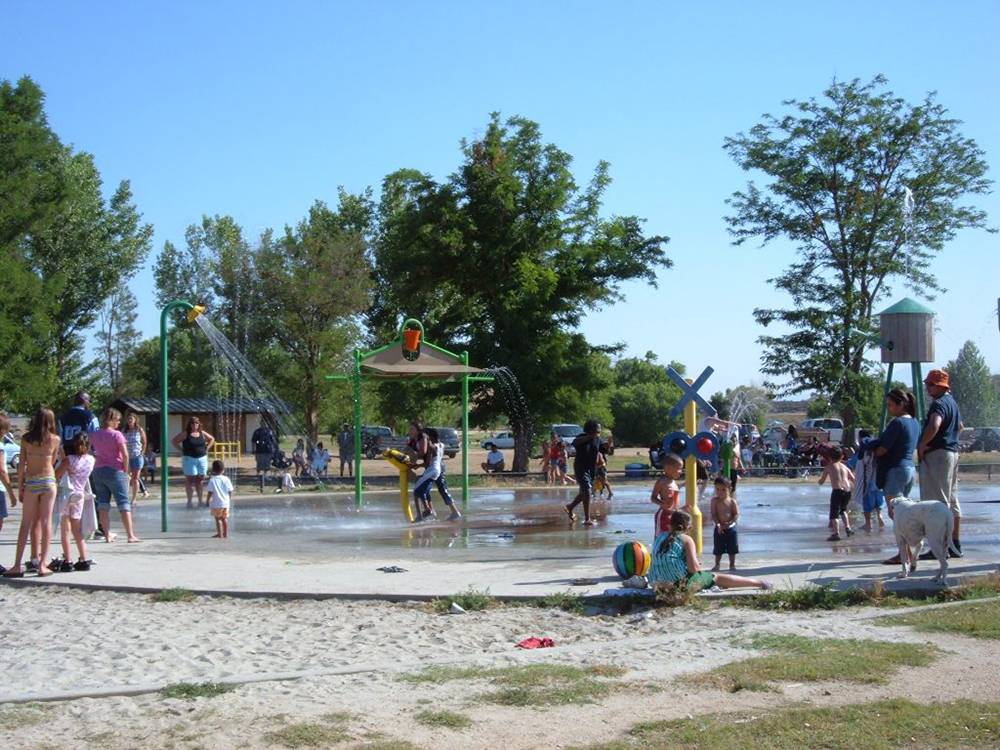 Water playground with people