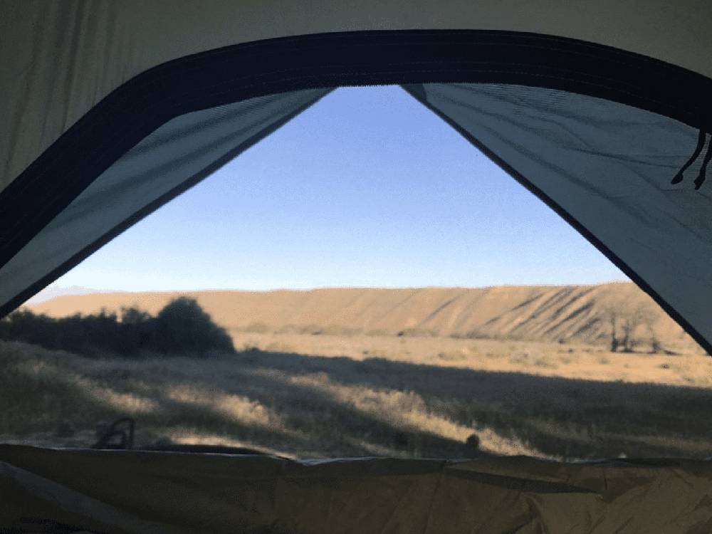 View from open tent