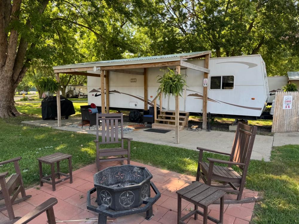 Chairs and fire pit at Tomorrow's Stars RV Resort