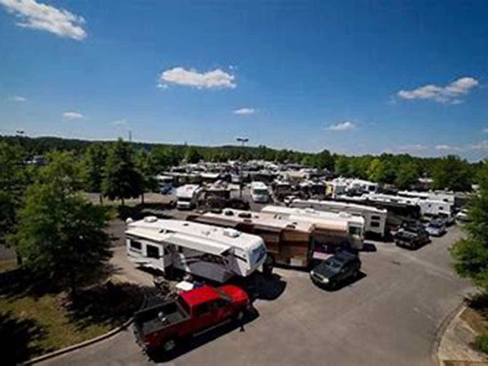 Aerial view of the RV sites at HOOVER RV PARK
