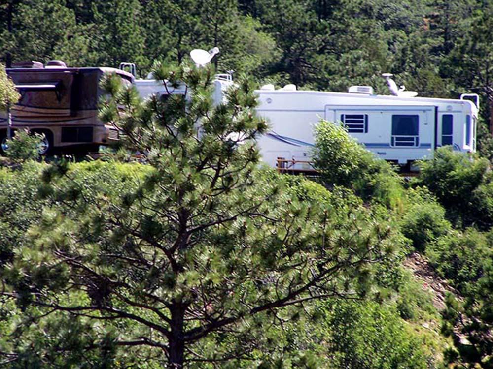 Various RVs parked at sites at RATON PASS CAMP & CAFE