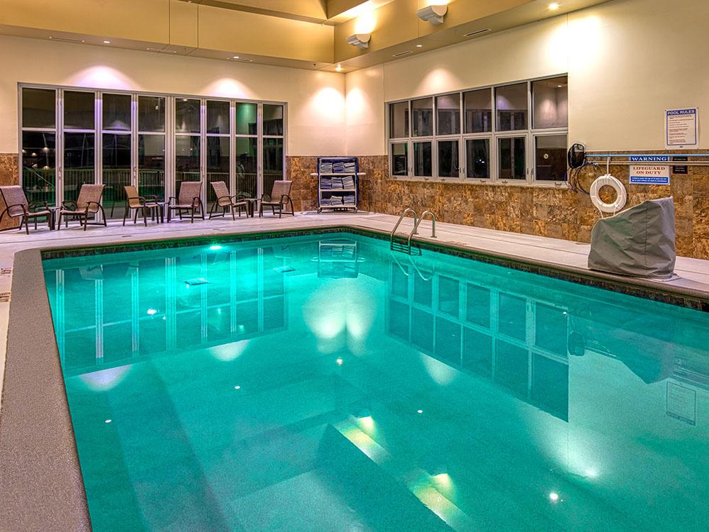 The indoor pool in the hotel at LAKESIDE HOTEL-CASINO RV PARK