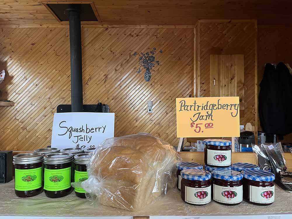 Jam and jelly for sale in the store at VIKING RV PARK
