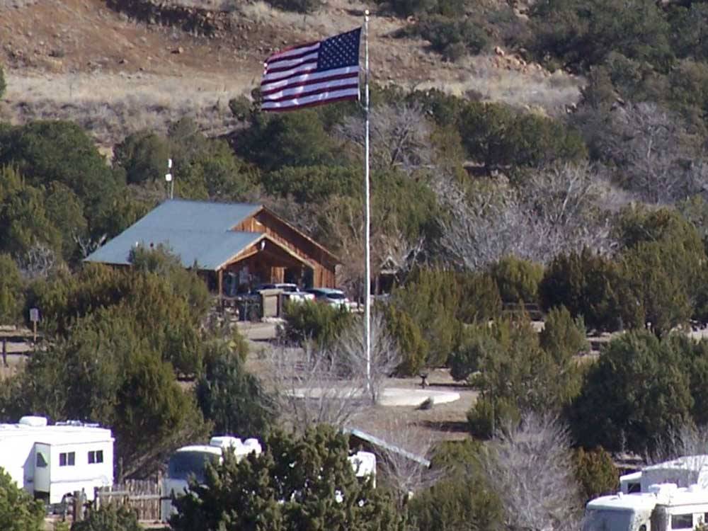 The American flag flying at ROSE VALLEY RV RANCH & CASITAS