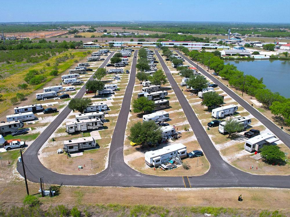 Aerial view at a different angle at BRAUNIG LAKE RV RESORT