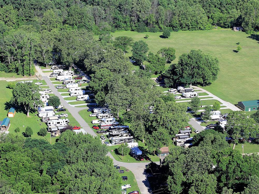 Aerial view of campground at MUNCIE RV RESORT BY RJOURNEY