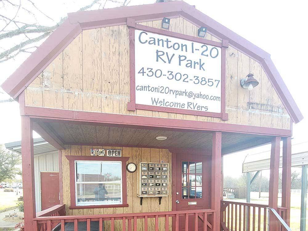 The front of the office building at CANTON I-20 RV PARK