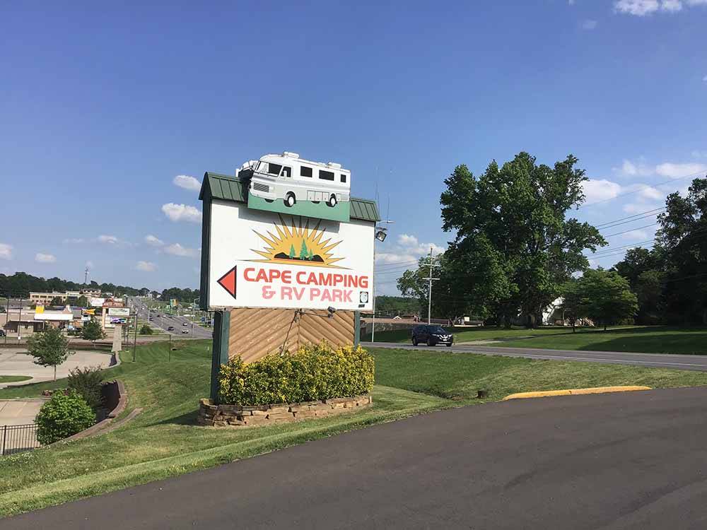 The front entrance sign at CAPE CAMPING & RV PARK