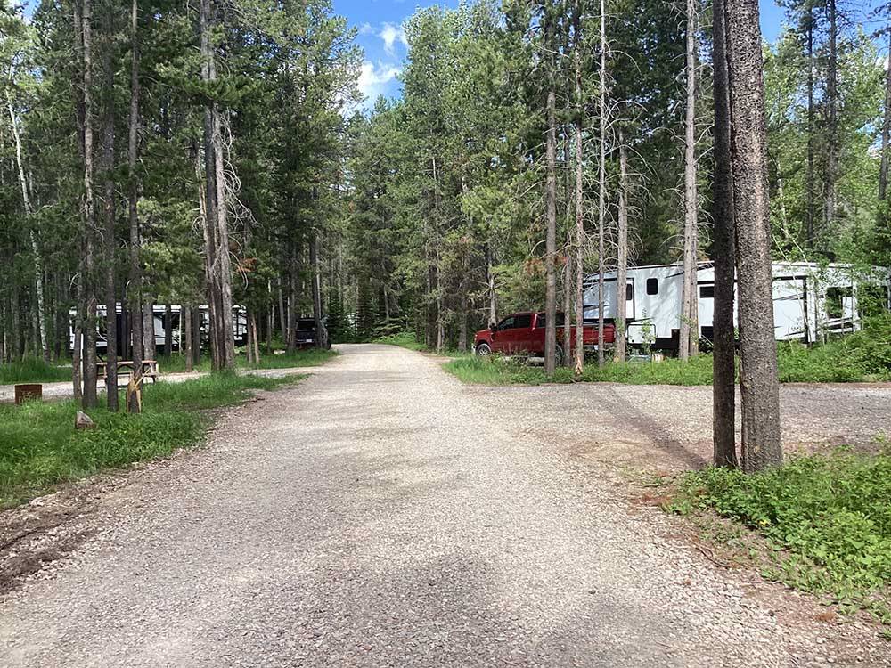Paved road leading to RV sites at GLACIER MEADOW RV PARK