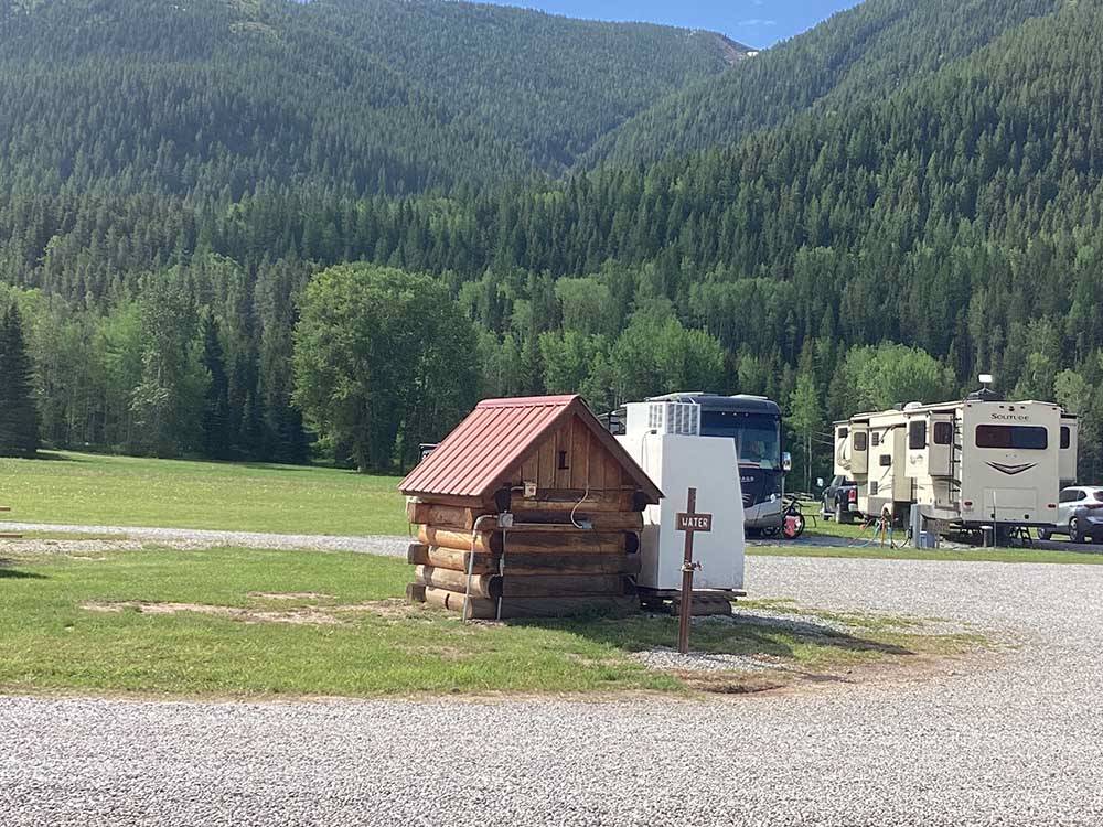 Small cabin near RV sites at GLACIER MEADOW RV PARK