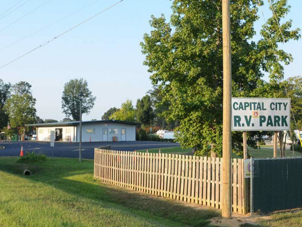 The front entrance sign at CAPITAL CITY RV PARK