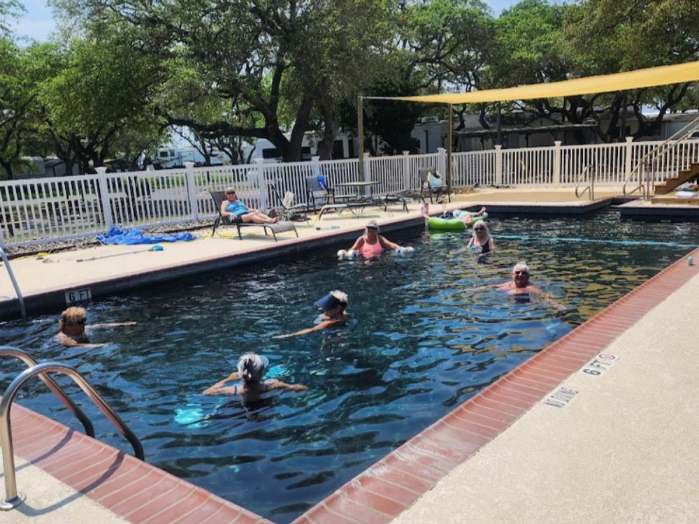 Water aerobics at Woody Acres Mobile Home & RV Resort