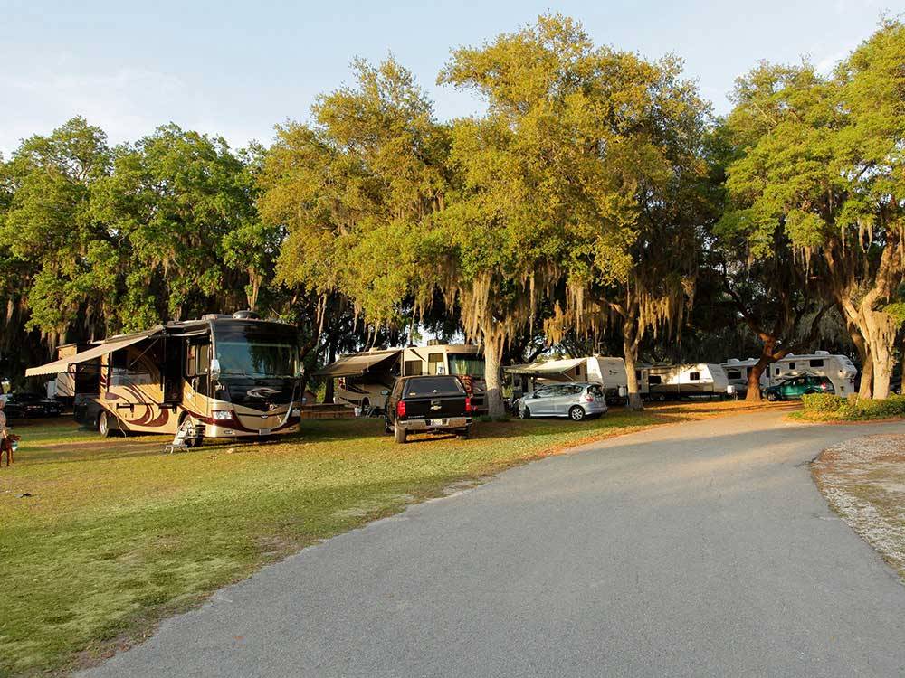 RVs and trailers at campground at ENCORE CLERBROOK