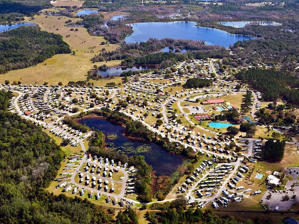 Aerial view over campground at ENCORE CLERBROOK