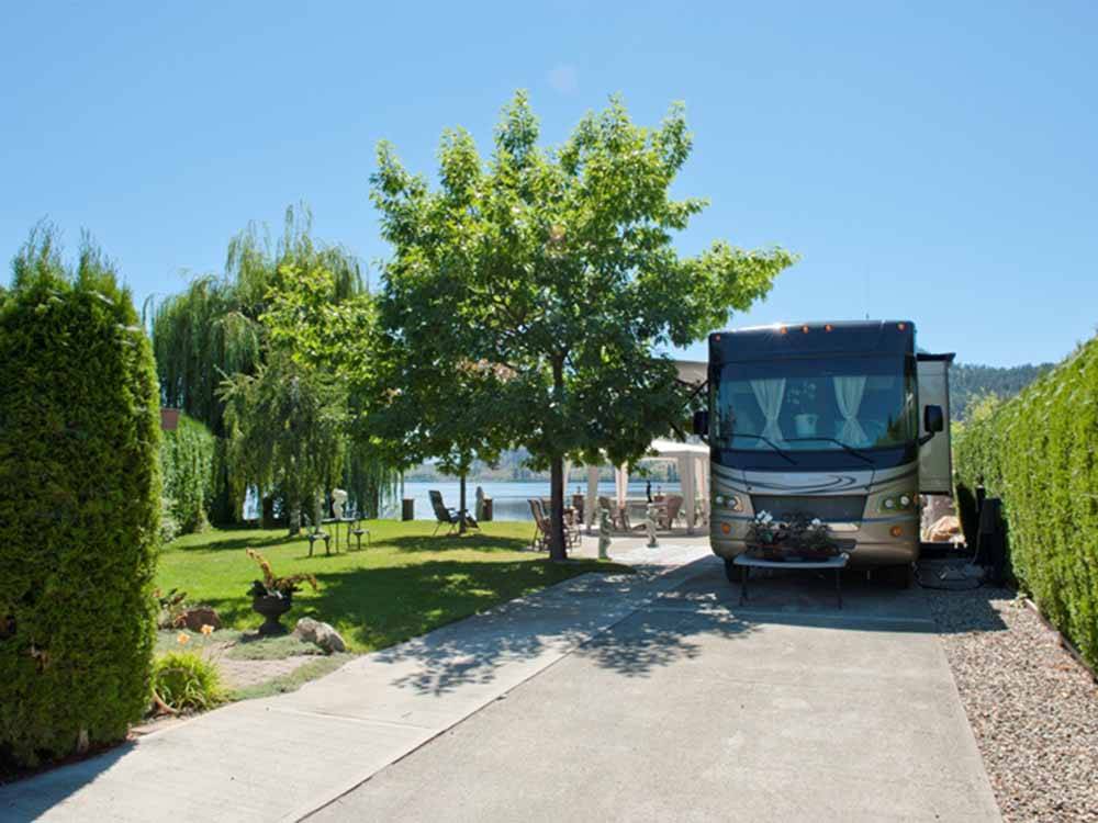 A motorhome in a paved RV site at HOLIDAY PARK RESORT