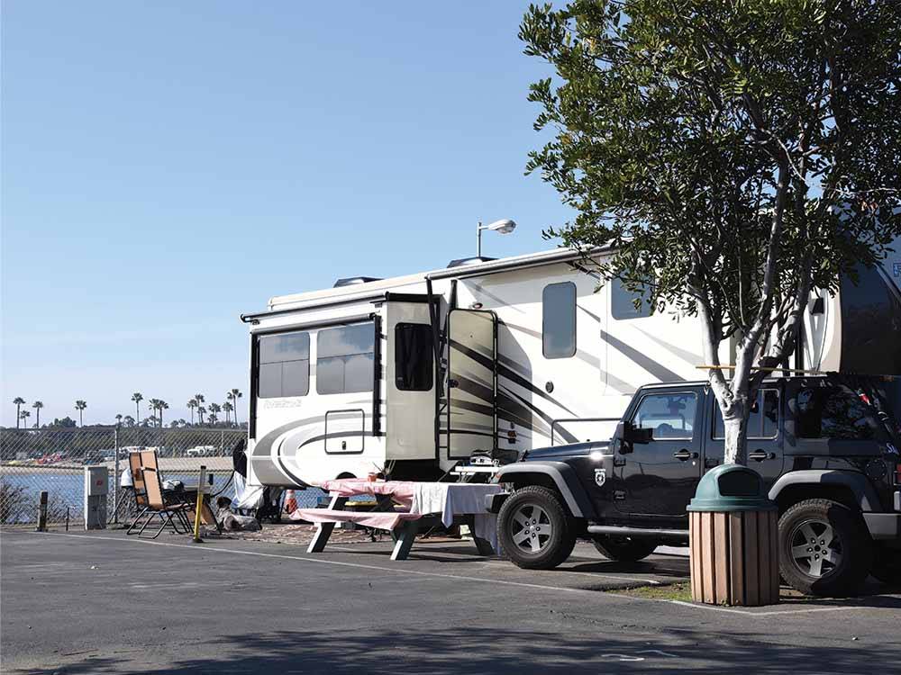 A RV site on the bay at MISSION BAY RV RESORT