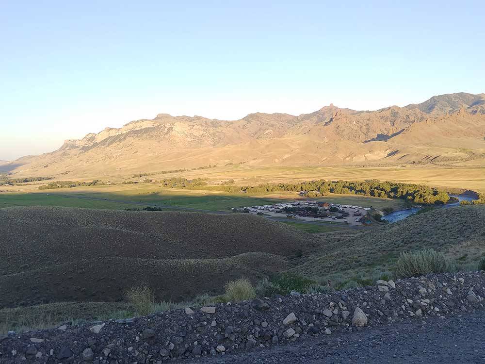 View of park from the hills at YELLOWSTONE VALLEY INN & RV PARK