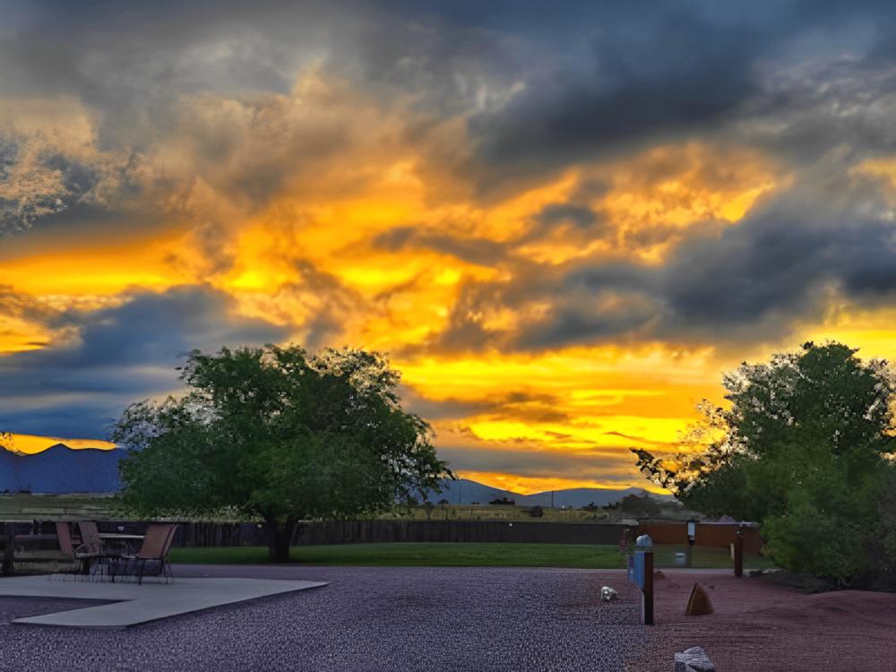 RV site at sunset