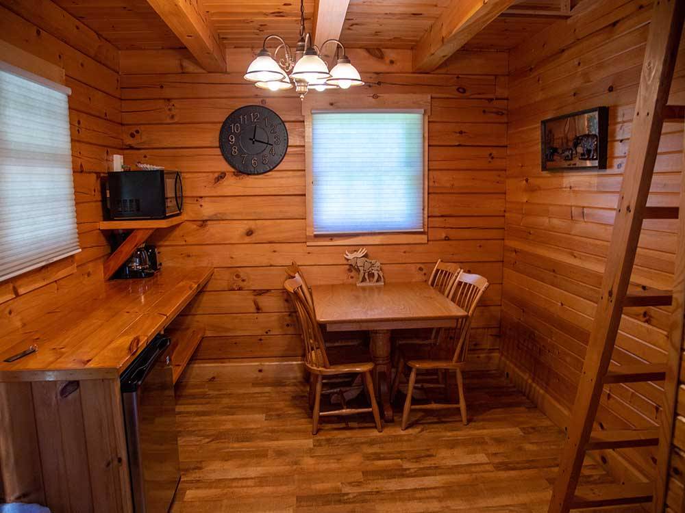 Inside of one of the rental cabins at EVERGREEN PARK RV RESORT
