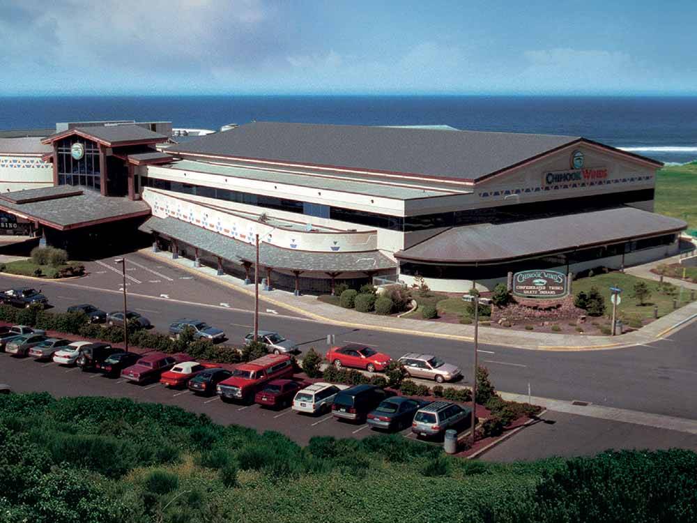 An aerial view of Chinook Winds casino nearby at LOGAN ROAD RV PARK