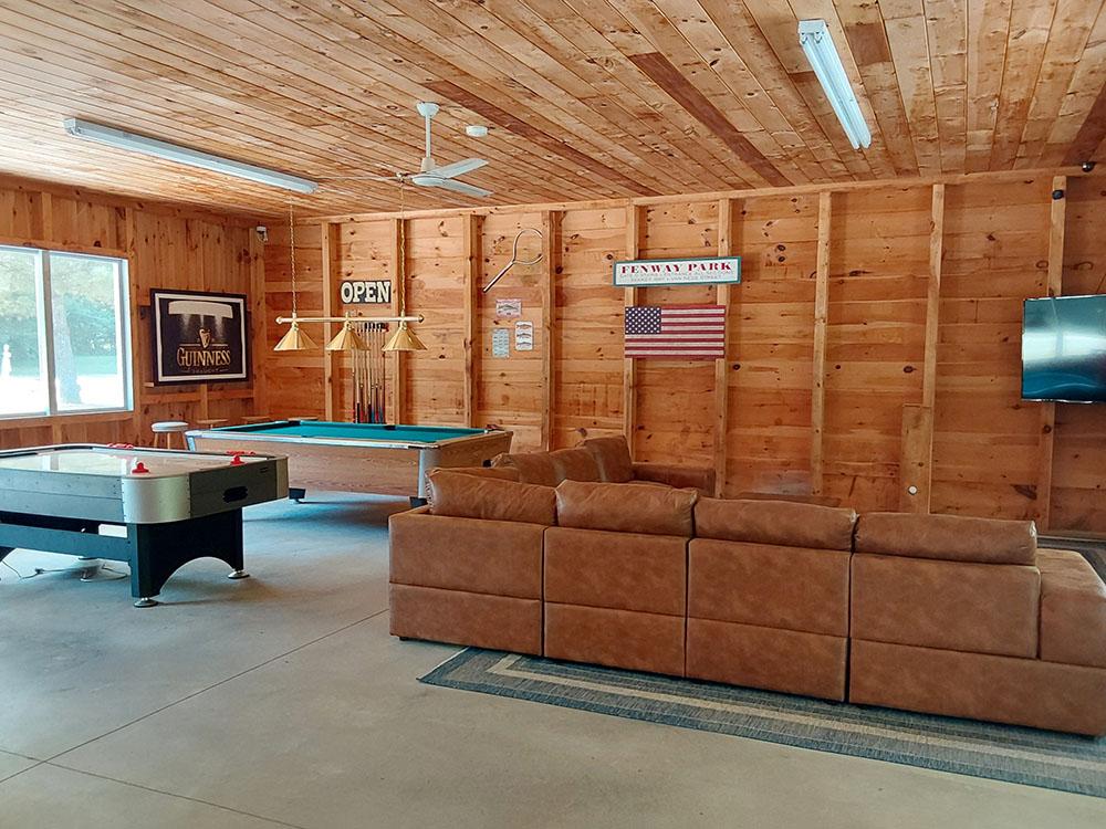 Large sofa in rec room at CAMP AT NEWFOUND LAKE