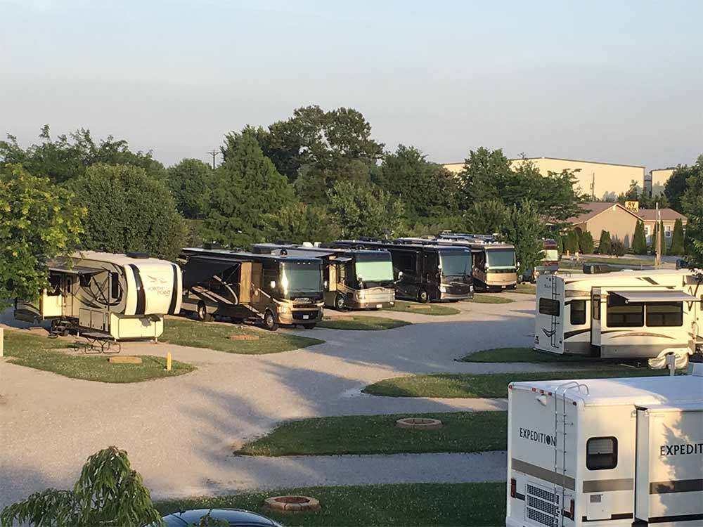 An aerial view of the RV sites at CAVE COUNTRY RV CAMPGROUND