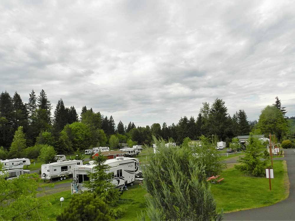 An aerial view of the RV sites at TOUTLE RIVER RV RESORT