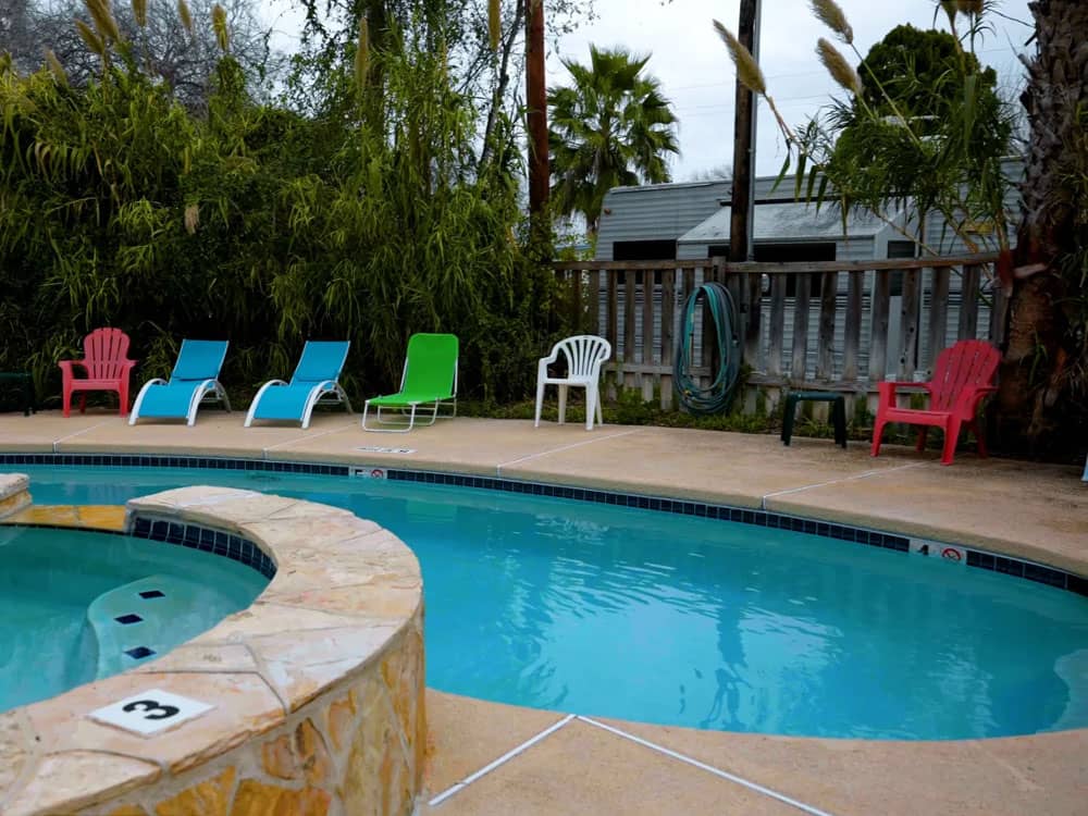 Pool area with chairs