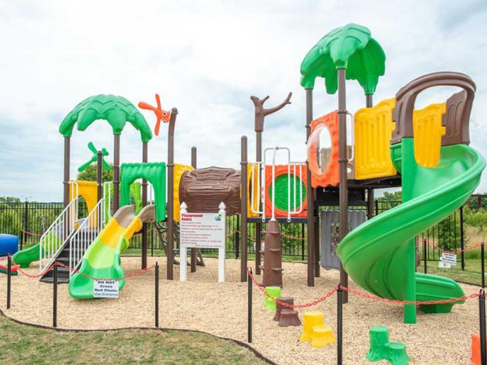The colorful kids playground at HERITAGE ACRES RV PARK
