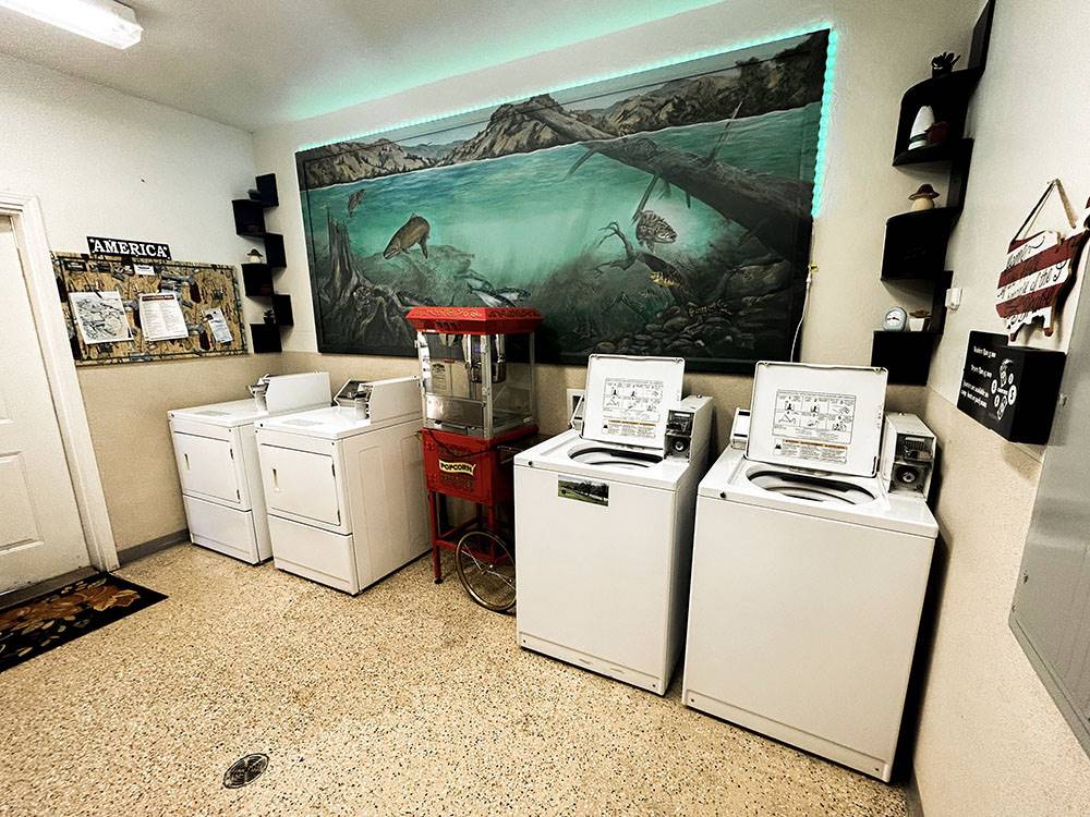 Washers and dryers in the laundry facility at Klamath Ranch Resort / Blue Heron RV Park