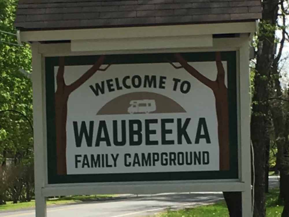 The front entrance sign at WAUBEEKA FAMILY CAMPGROUND