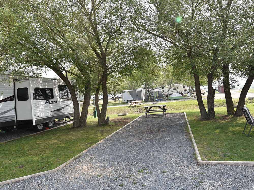 One of the gravel RV sites at HERITAGE LAKE CAMPGROUND