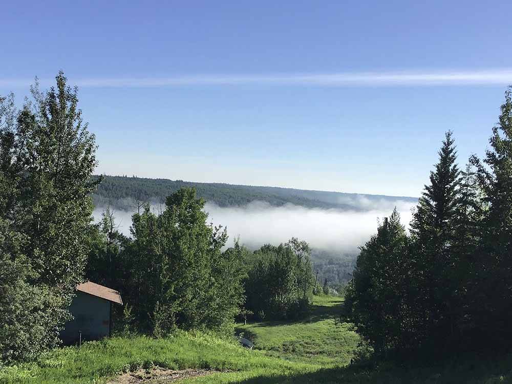 Overlooking the hills with fog rolling in at NITEHAWK WILDERNESS RV PARK  CAMPGROUND