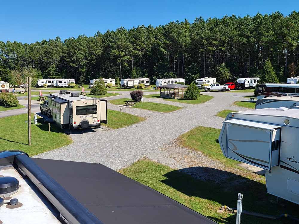 An aerial view of the campsites at THE RV RESORT AT CAROLINA CROSSROADS
