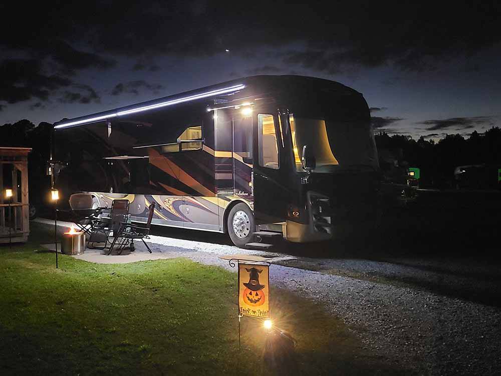 A Class A motorhome at The RV Resort at Carolina Crossroads