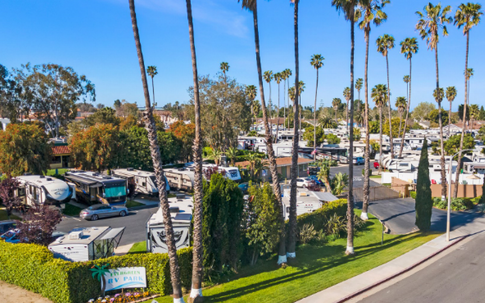Overhead view at site Evergreen RV Park