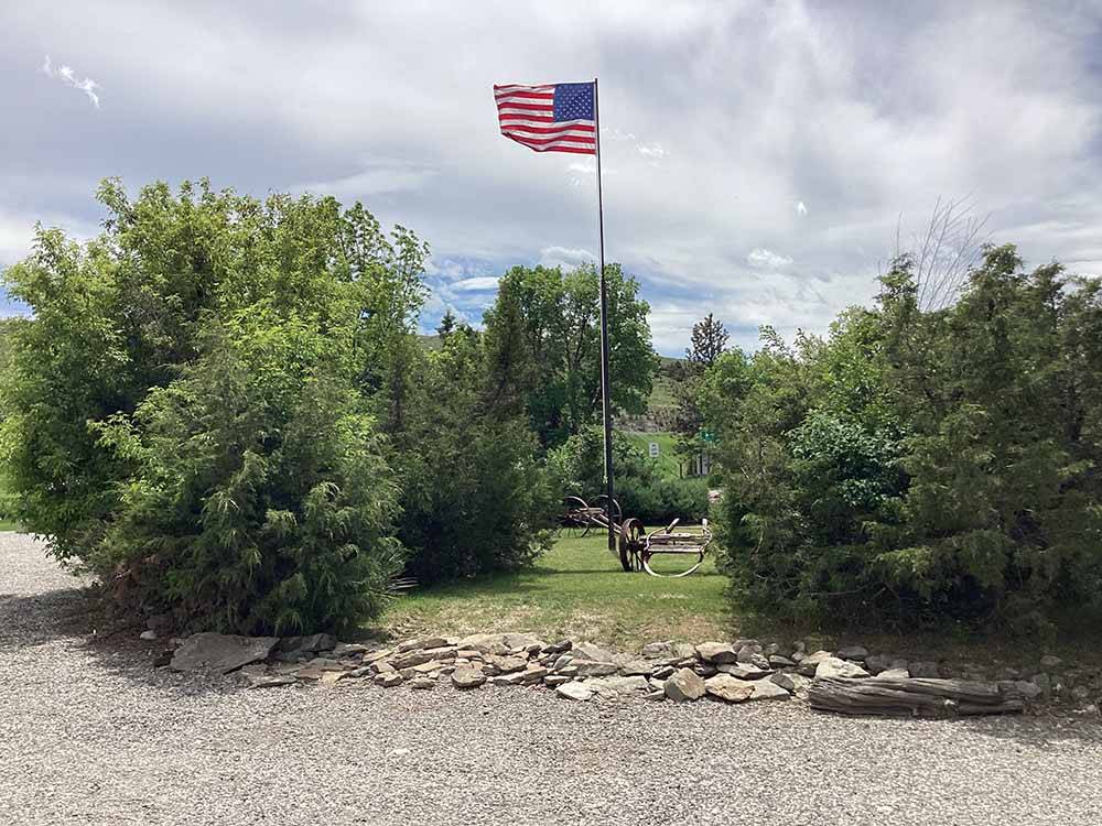 The American flag flying at OLD WEST RV PARK