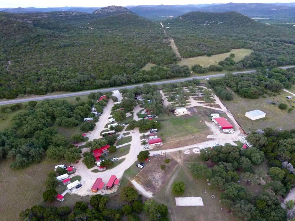 Aerial view over the campground at BECS STORE & RV PARK