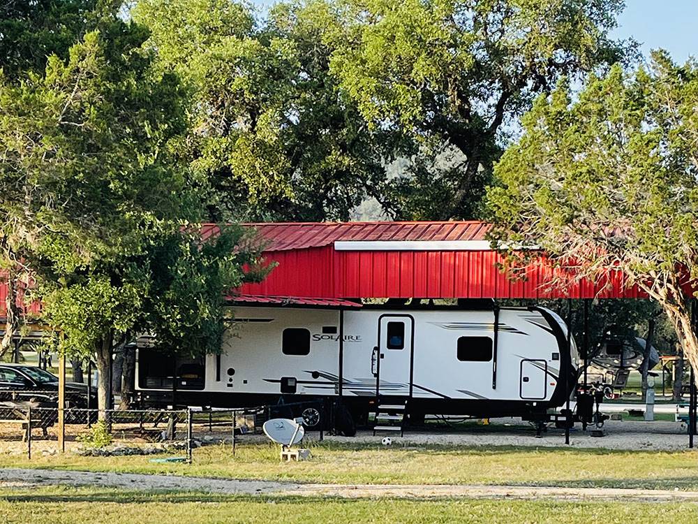 Travel trailer parked at STARS OVER TEXAS RV PARK - FRIO