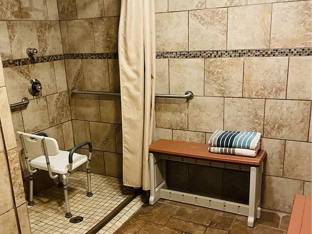 Shower room at STARS OVER TEXAS RV PARK - FRIO