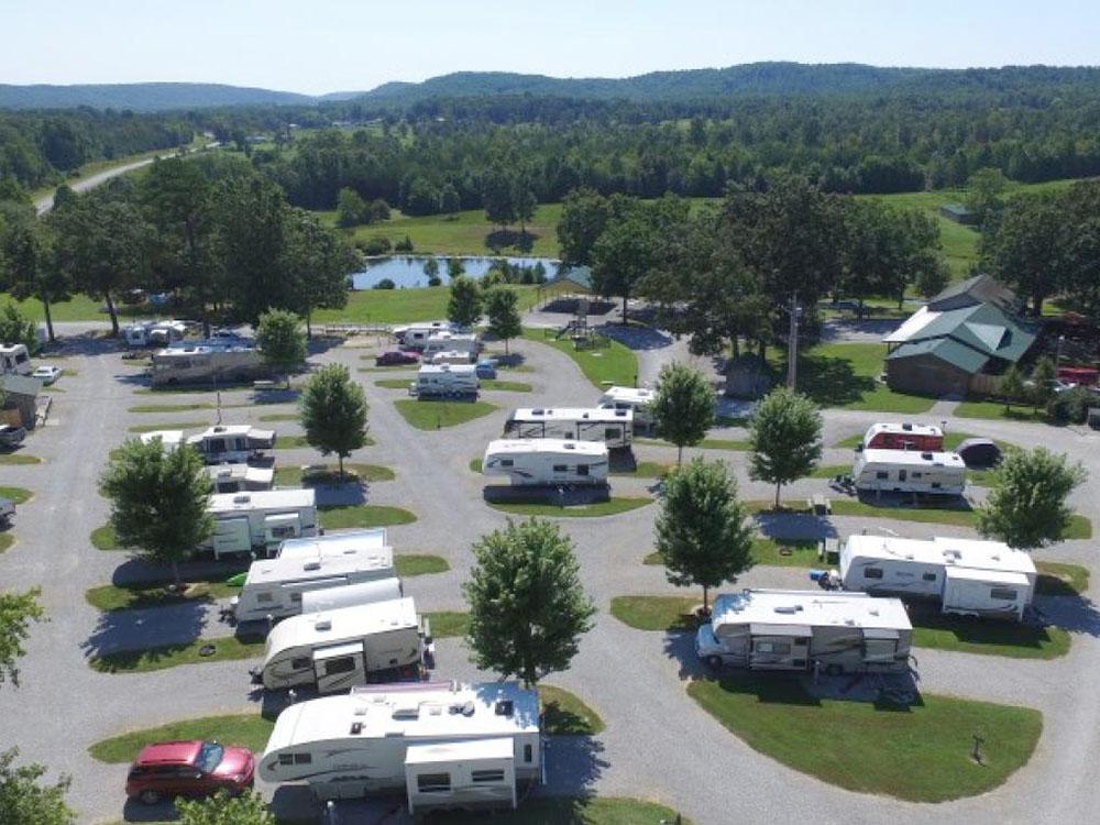 Aerial view of sites at MOUNTAIN GLEN RV PARK & CAMPGROUND