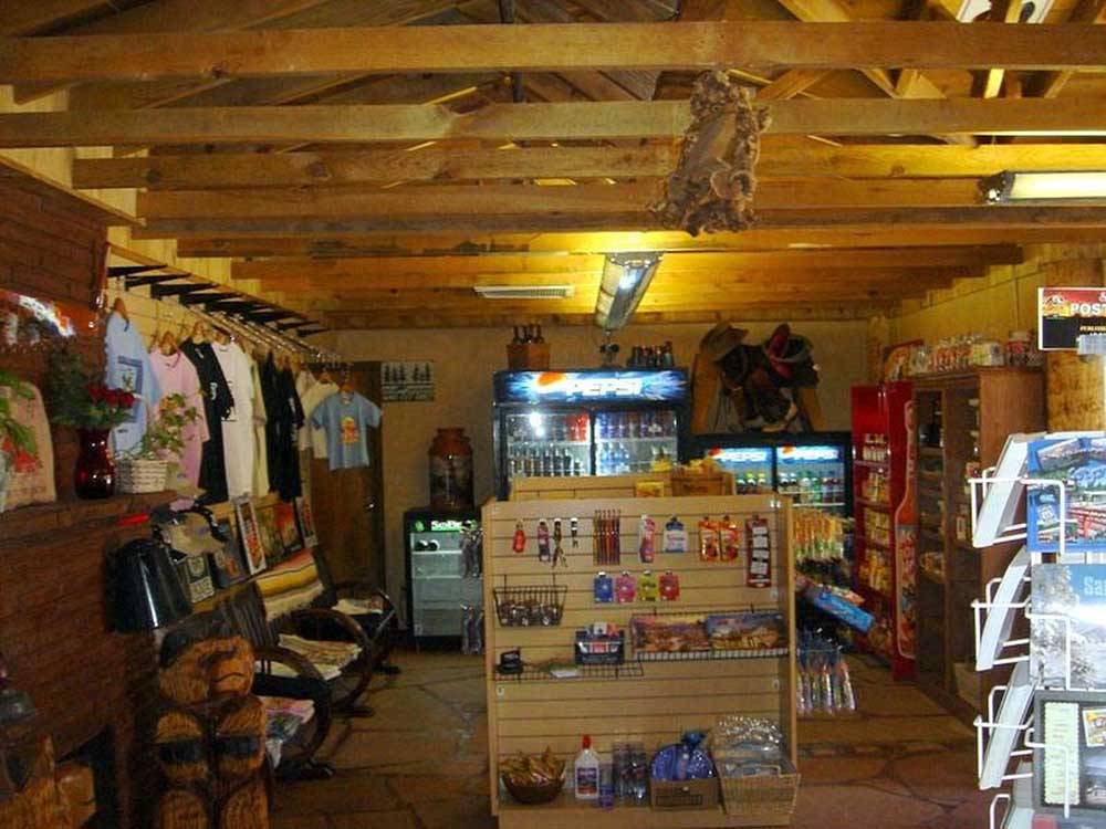 Items for sale in the general store at CANYON MOTEL & RV PARK