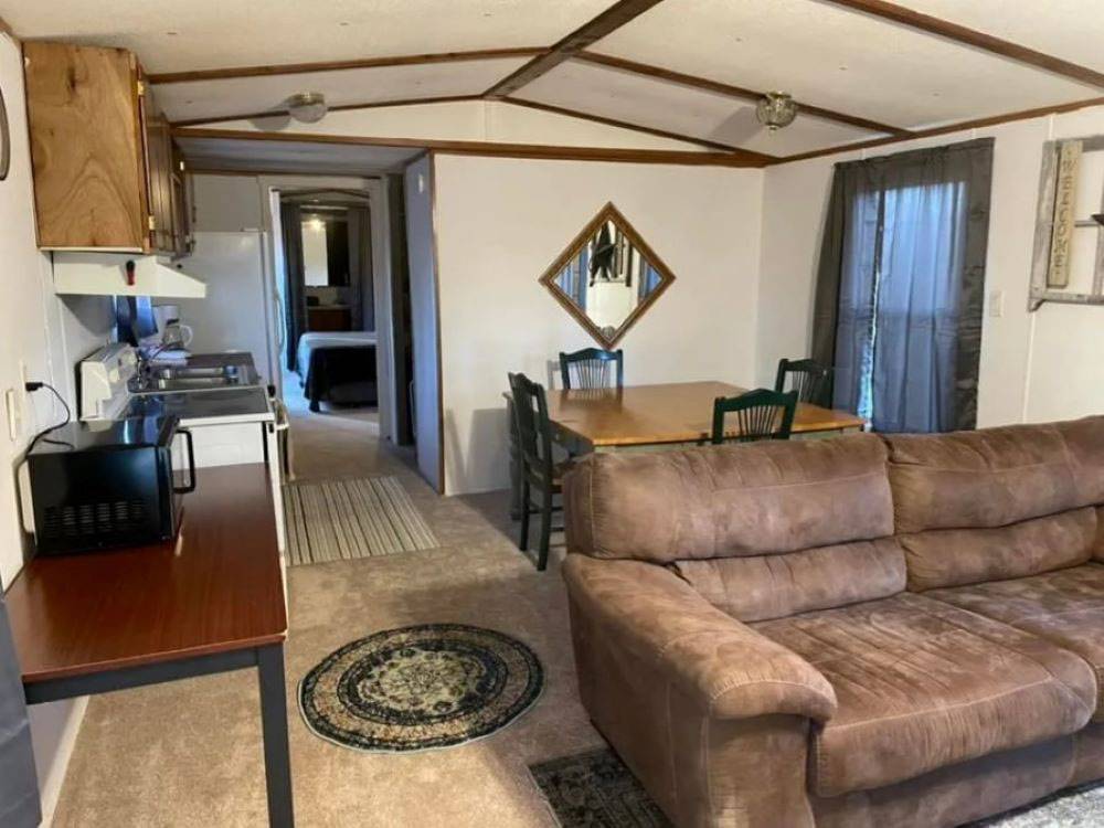 The main living area in a rental cabin