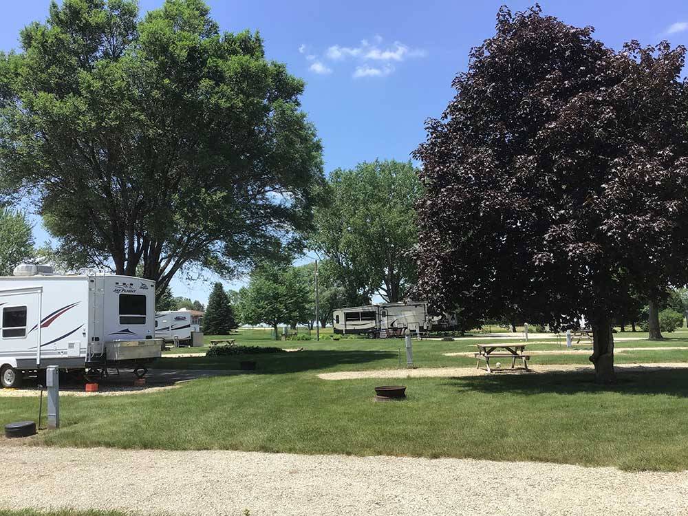 A row of gravel back in RV sites at LAKESHORE RV RESORT & CAMPGROUND