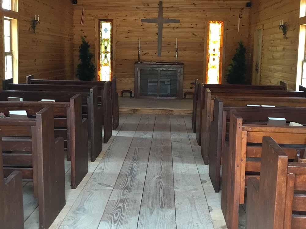 A inside view of the chapel at JOHNSON CREEK RV RESORT & PARK