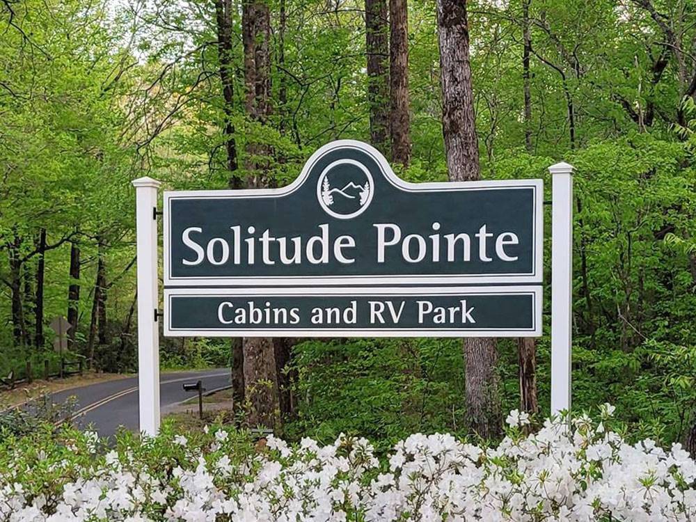 Entrance Sign at SOLITUDE POINTE CABINS & RV PARK