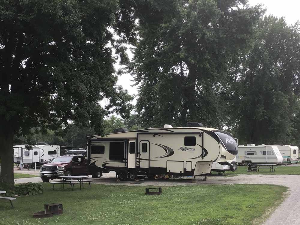 A row of pull thru RV sites at AOK CAMPGROUND & RV PARK