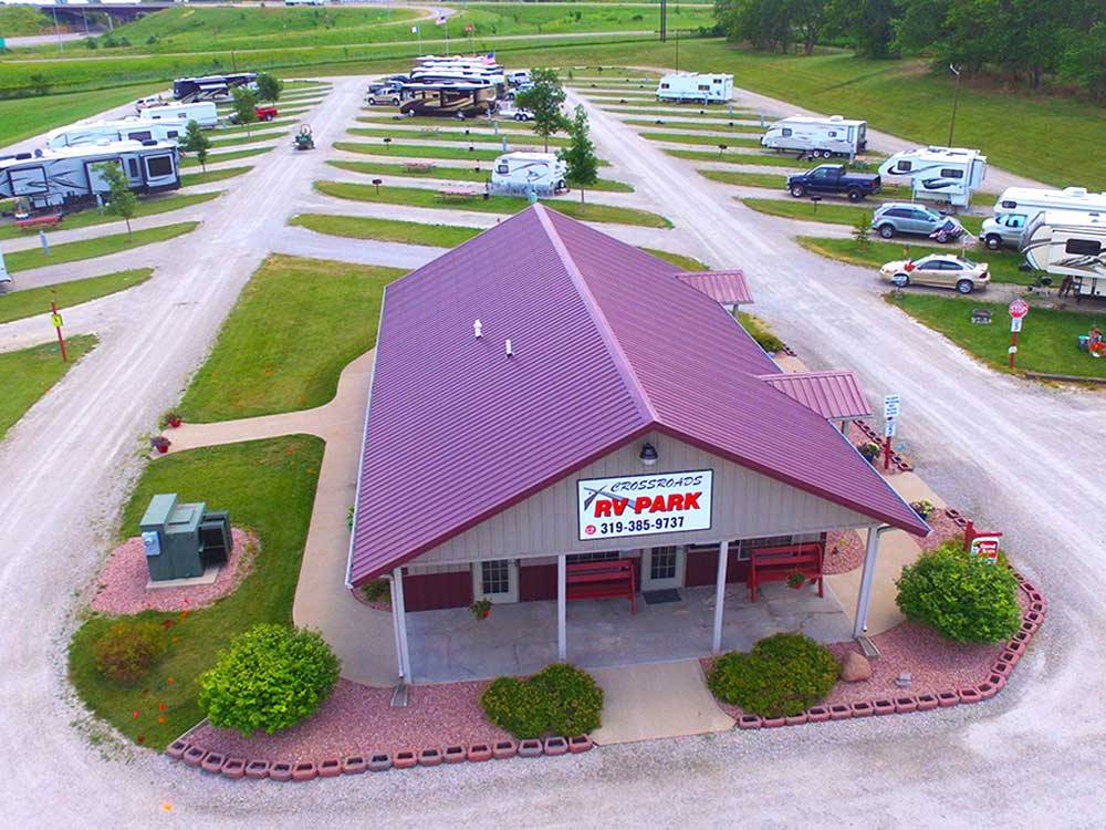 Amazing aerial view over resort at CROSSROADS RV PARK