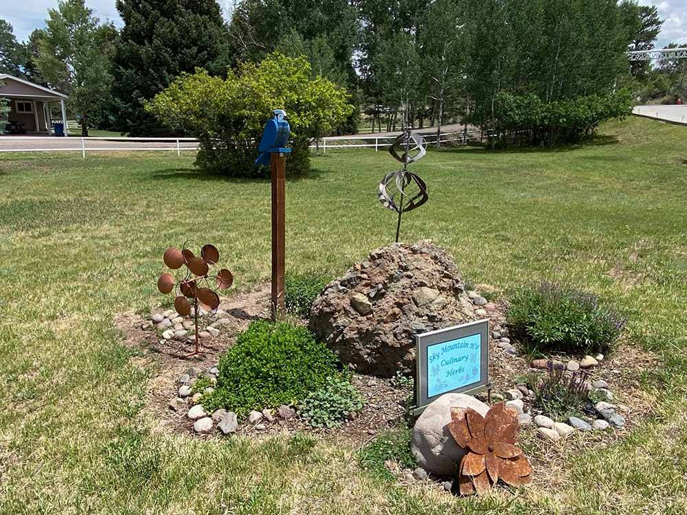 A flower planter with herbs at SKY MOUNTAIN RESORT RV PARK